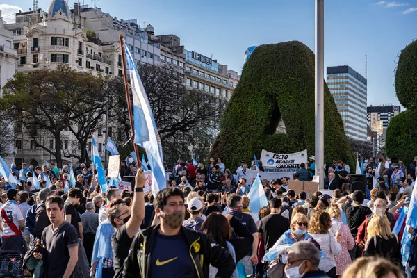Buenos Aires Argentína 2020 Emberek Tiltakoznak Karantén Kormány Politikája Ellen — Stock Fotó