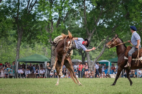 San Antonio Areco Província Buenos Aires Argentina 2019 Cavaleiro Gaúcho — Fotografia de Stock