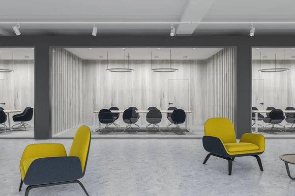 Toplantı Odası Koridorun Bir Lüks Ofis Koyu Gri Beyaz Tahta — Stok fotoğraf