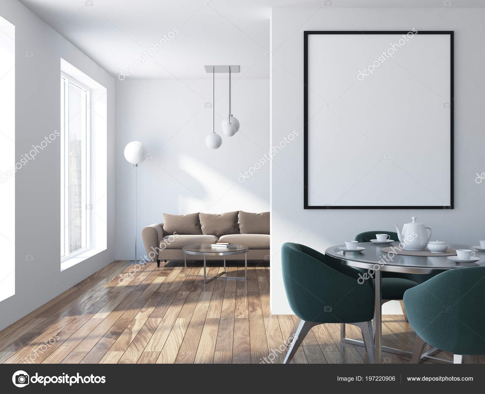 Luxus Beige Sofa Stehend Einem Skandinavischen Stil Loft