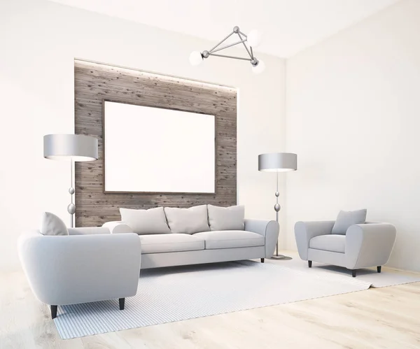 Luxury Gray Sofas Armchairs Standing Scandinavian Style Living Room Corner — Stock Photo, Image