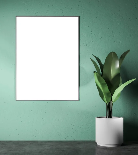 Groene Lege Kamer Interieur Met Een Betonnen Vloer Een Ingemaakte — Stockfoto