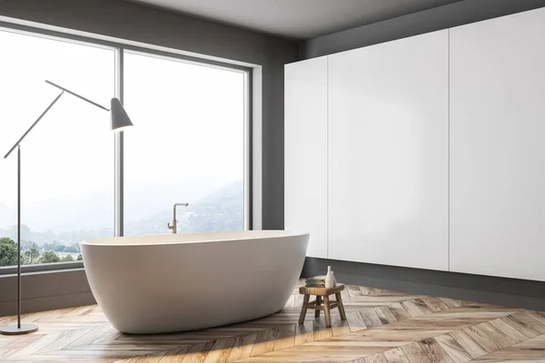 White Gray Wall Panoramic Bathroom Corner Mountain View Elegant White — Stock Photo, Image