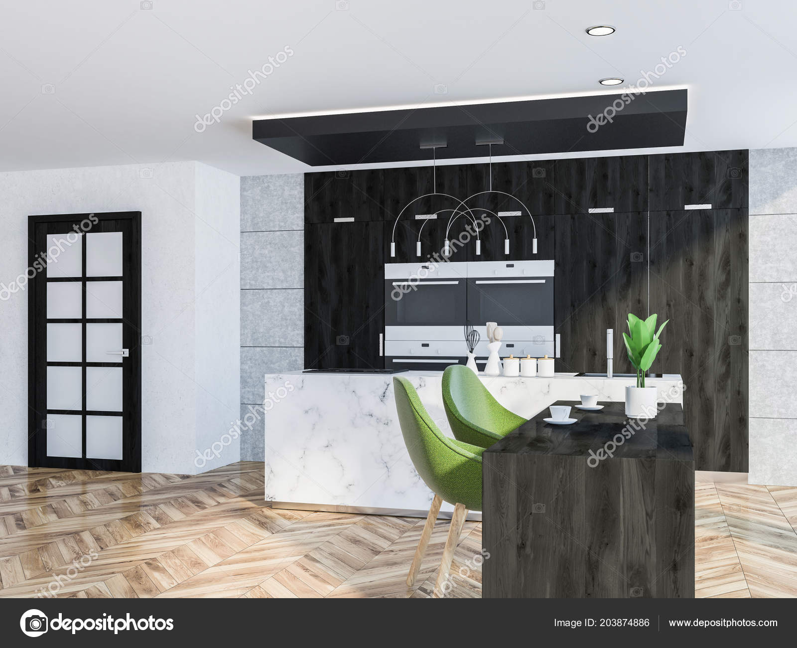 Loft Con Paredes Marmol Cocina Madera Una Blancas Mesada Suelo dBeCox