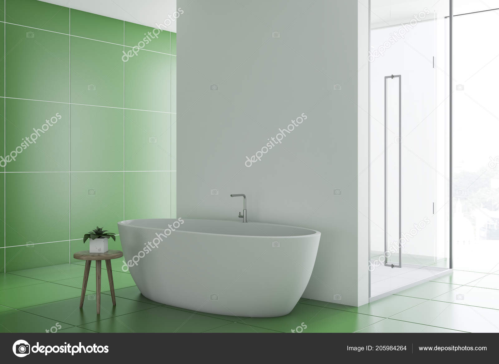 Grünen Fliesen Badezimmer Interieur Mit Eine Schöne Weiße Badewanne ... Grünen Fliesen Badezimmer Interieur Mit Eine Schöne Weiße Badewanne ...
