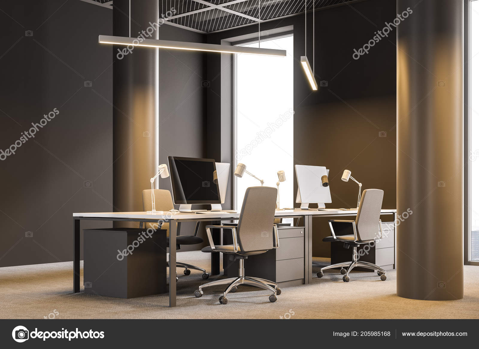 Modern Consulting Company Office Corner Brown Walls Columns