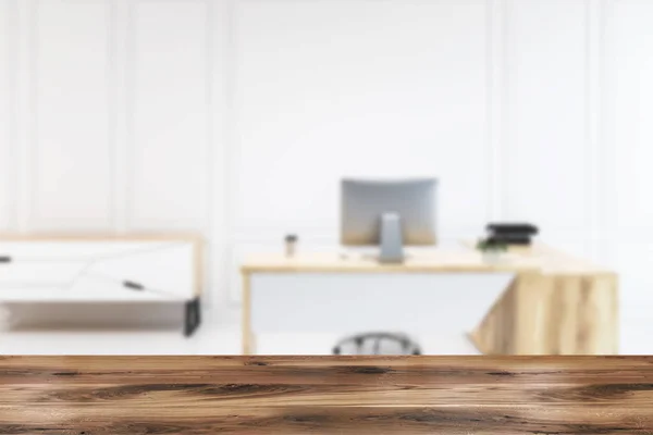 Büroarbeitsplatz Skandinavischen Stil Mit Gefliestem Boden Und Computertisch Eine Hölzerne — Stockfoto