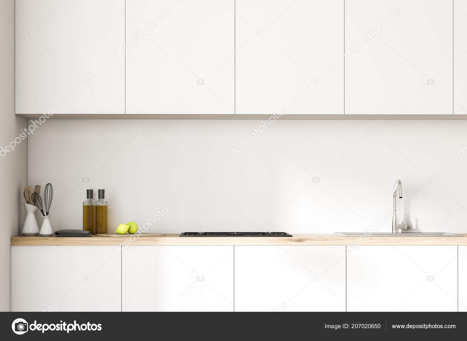 White Kitchen Counters Cooker Kitchenware Bottles Them Row Closets