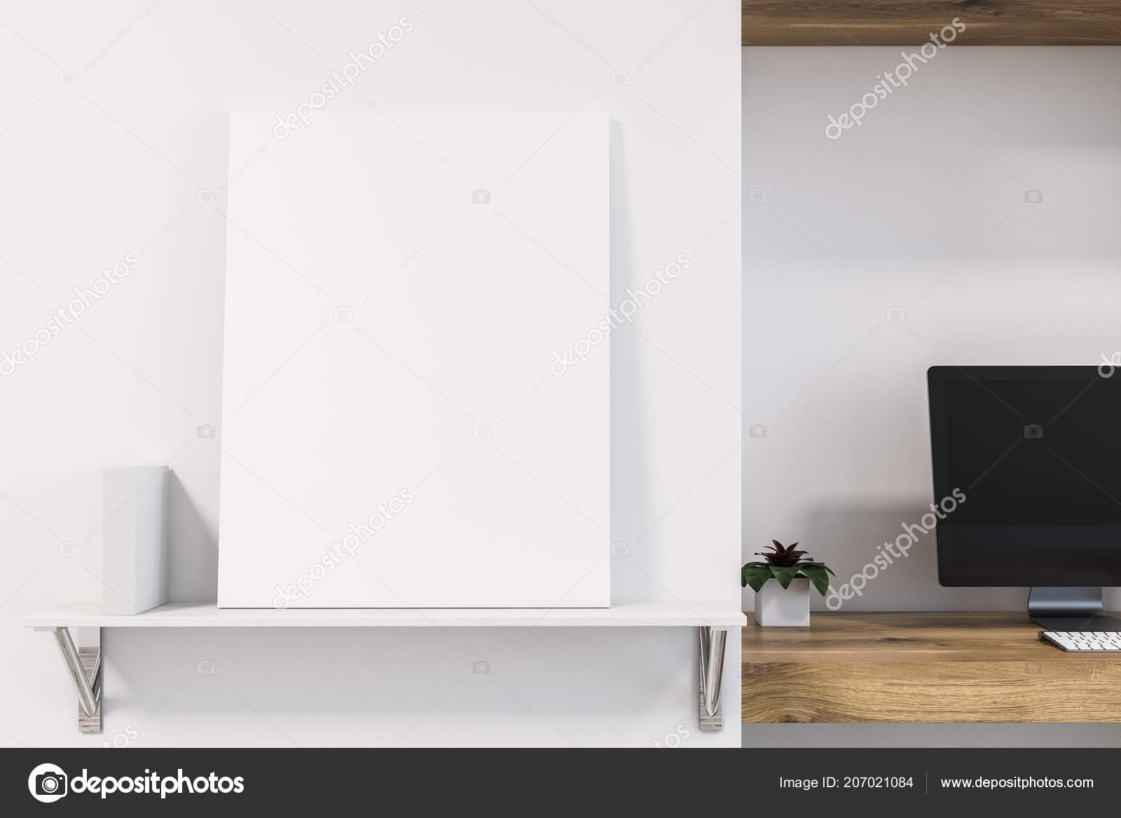 Vertical Mock Banner Standing Shelf Computer Table Blank