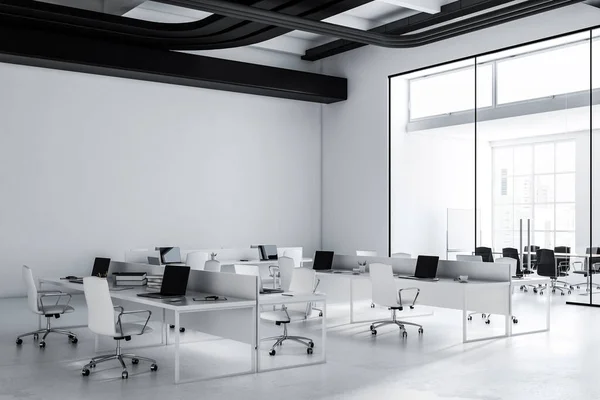 Zijaanzicht Van Een Moderne Consulting Bedrijf Kantoor Met Witte Muren — Stockfoto