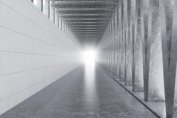Empty Long Corridor Tile Concrete Walls Light Shining End Concept — Stock Photo, Image