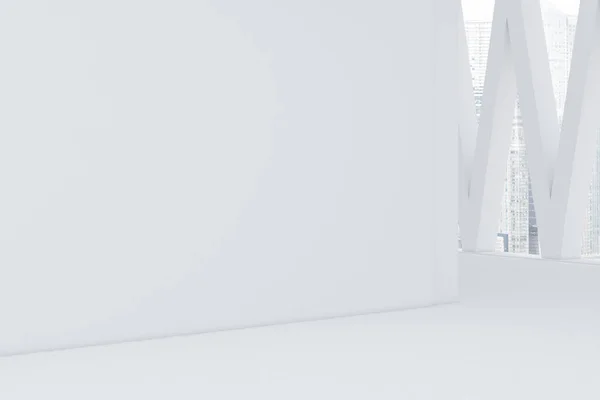 Üres Lobby Belső Fehér Falakkal Háromszög Alakú Mintázat Windows Val — Stock Fotó