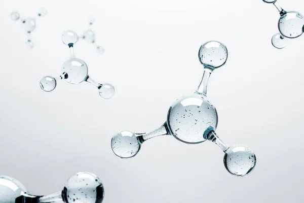 Átlátszó Molekula Atom Rács Alatt Fehér Háttér Tudomány Dns Biotechnológia — Stock Fotó