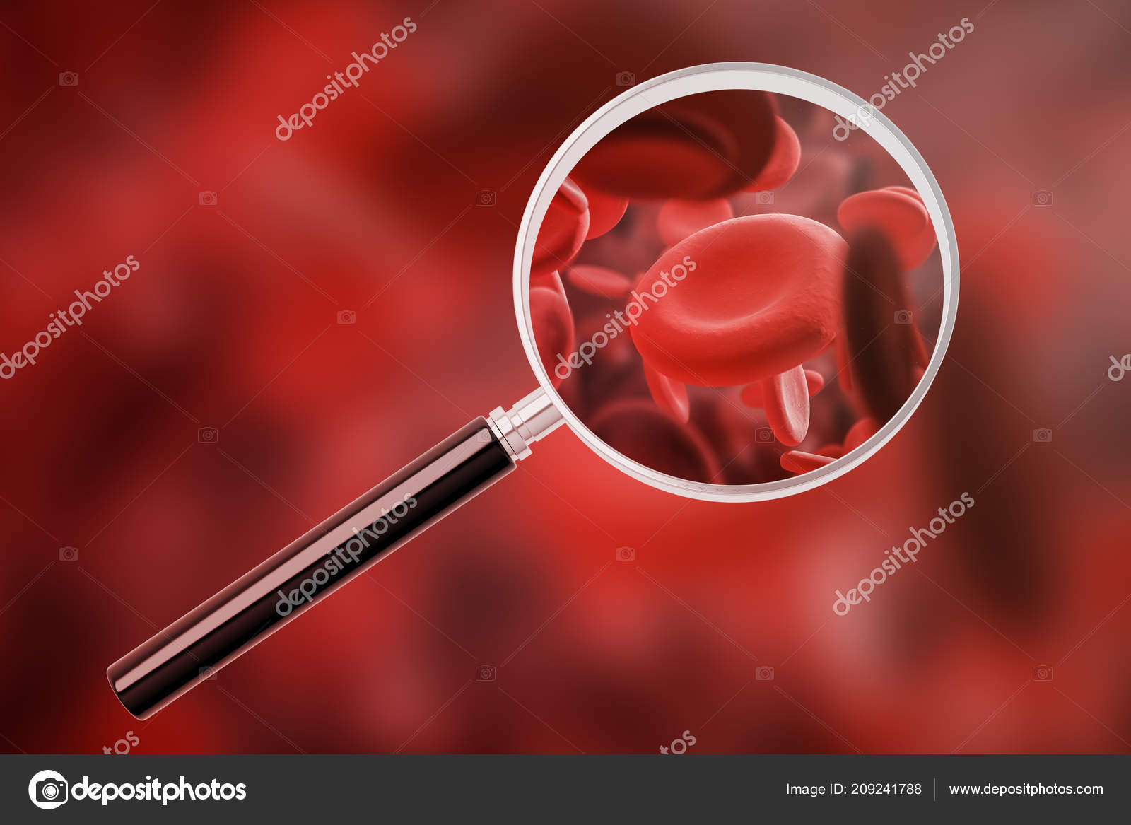 Macro Glóbulos Rojos Visto Través Lupa Sobre Fondo Eritrosit Rojo — Foto de  stock #209241788 © denisismagilov, image size:1600x1167