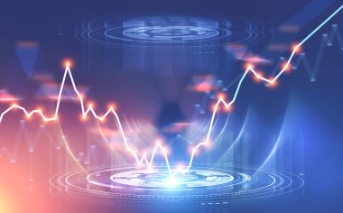 Forex stil grafik üzerinde parlayan turuncu grafik kullanıcı arabirimi. Borsa kavramı ve fintech. Tonlu görüntü pozlama sahte katlayın