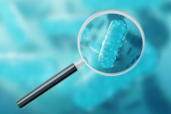 Soyut Mavi Bakteri Büyüteç Bulanık Mavi Bakteri Arka Plan Üzerinde — Stok fotoğraf