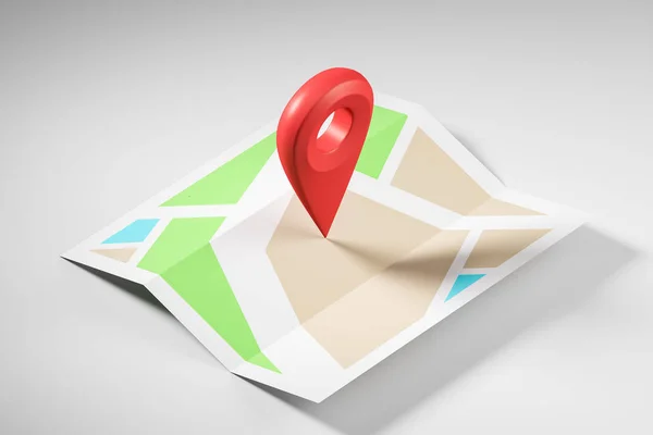 Schematic Bright Map Large Red Pointer Centre Showing Route Destination — Stock Photo, Image