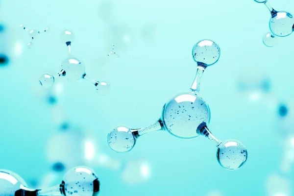 Griglia Atomica Molecola Trasparente Sfondo Blu Scienza Dna Biotecnologia Rendering — Foto Stock