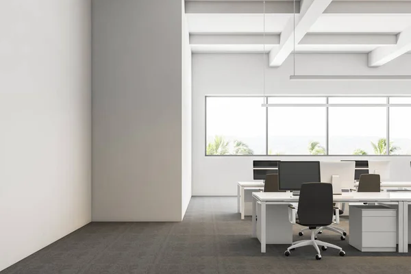 Intérieur Moderne Bureau Entreprise Avec Des Murs Blancs Des Bureaux — Photo