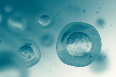 Gri hücre çekirdeği ile makro. Soyut bulanık hücre arka plan. Tıp, bilim, araştırma ve Dna çalışmaları kavramı. 3D render alay