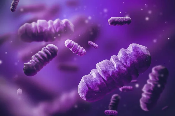 Абстрактна Фіолетова Бактерія Фоні Розмитих Фіолетових Бактерій Концепція Медицини Охорони — стокове фото