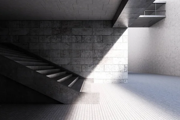 Concrete Business Building Exterior Staircase Passage Architecture Business Concept Rendering — Stock Photo, Image