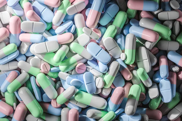 Pastel Colours Pills Combinations Lying Flat Surface Top View Concept — Stock Photo, Image