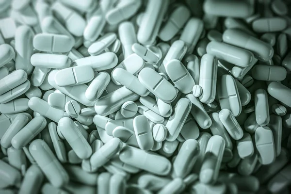 Pale Greens Pills Lying Flat Surface Top View Concept Medicine — Stock Photo, Image