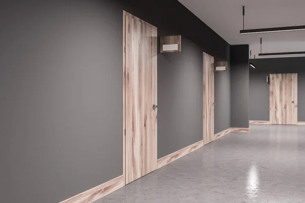 Stylish Hotel Business Center Interior Gray Walls Concrete Floor Rows — Stock Photo, Image