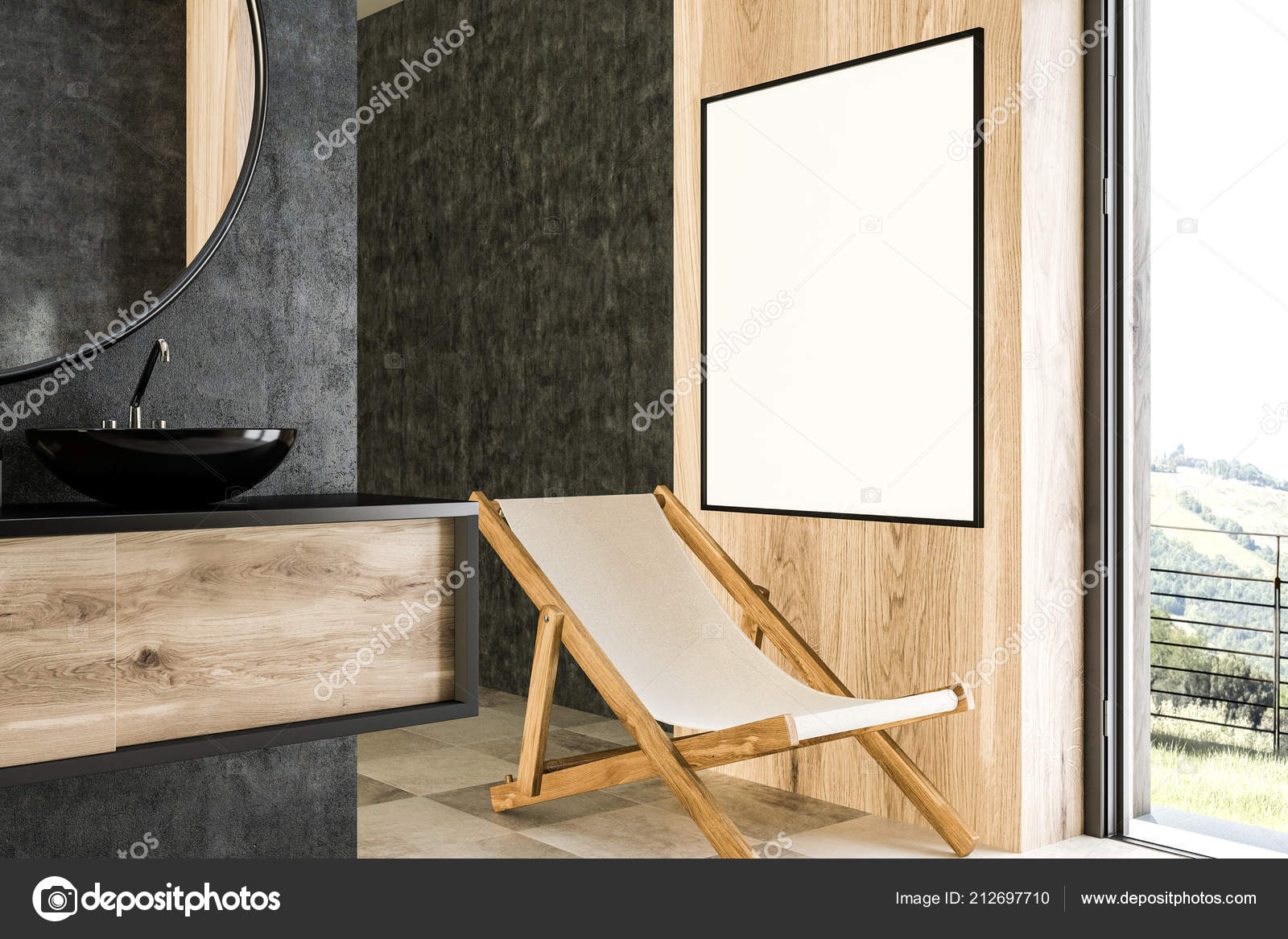 Vertical Mock Banner Frame Hanging Wooden Wall Luxury