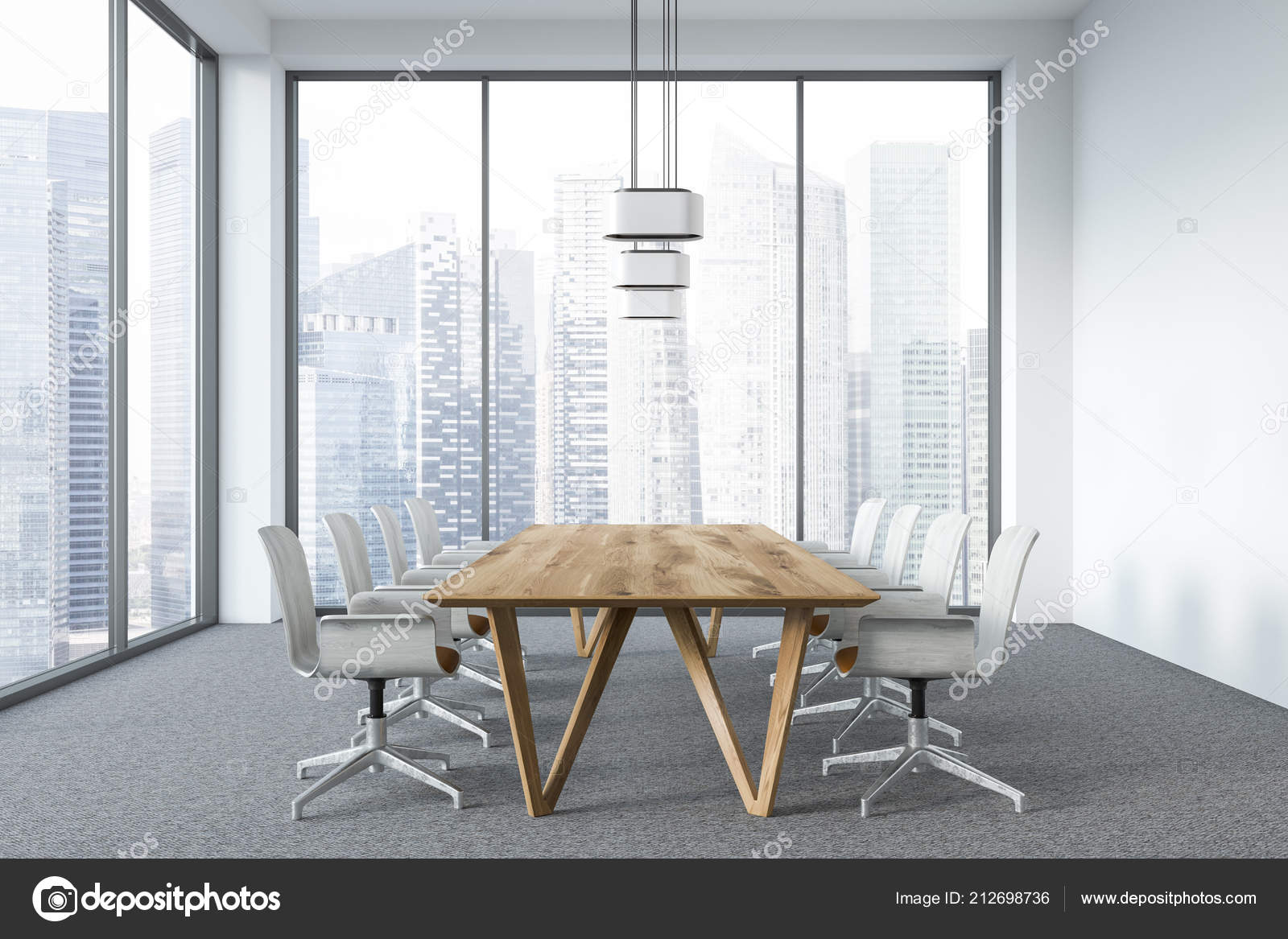 Modern Office Conference Room Interior Panoramic Windows