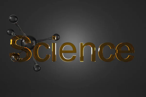 Glossy Brown Glass Material Word Science Black Molecule Model Black — Stock Photo, Image