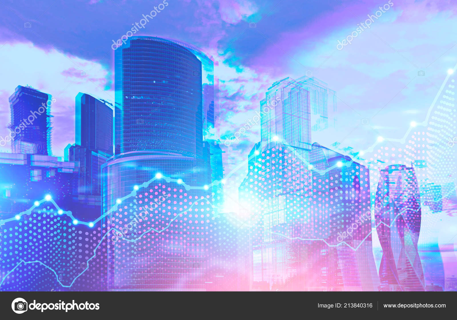 Moscow City Panoramic View Sunny Day Glasses Visual Effect Graphs ...