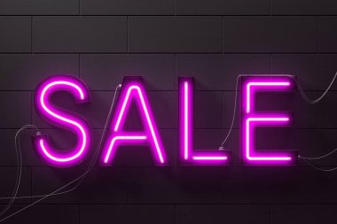 Neon Camgöbeği satışı işareti siyah tuğla duvar