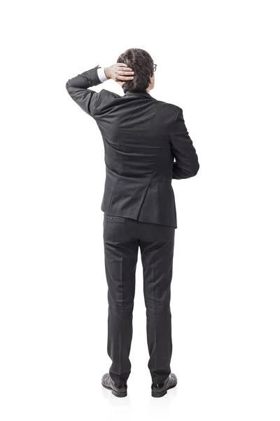 Retrato Comprimento Total Isolado Jovem Empresário Caucasiano Com Cabelo Preto — Fotografia de Stock