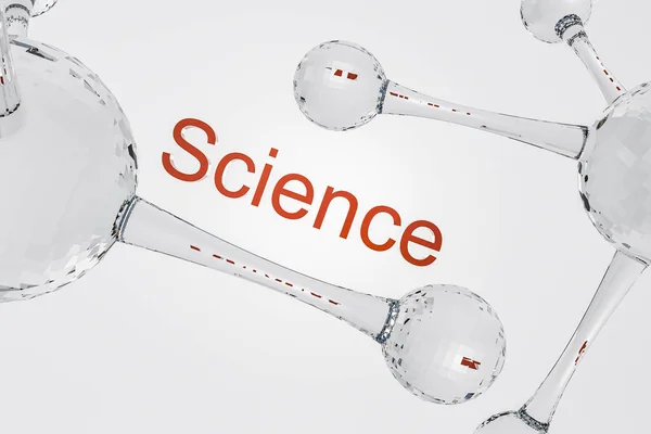 Modèle Molécules Abstraites Transparentes Brillantes Sur Fond Gris Clair Science — Photo