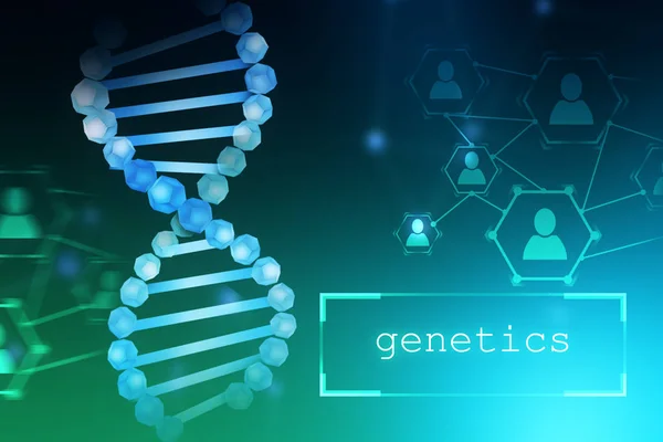 Blue Dna Helix People Network Icons Blue Green Background Text — Stock Photo, Image