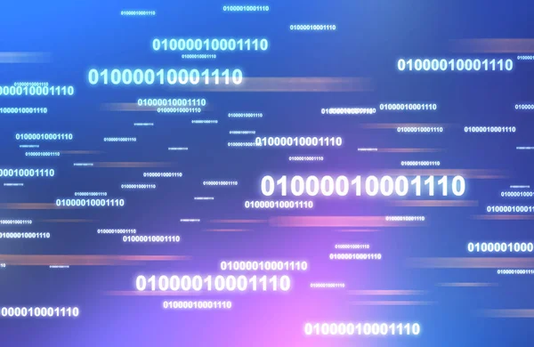 Glühende Codebrocken Über Blauviolettem Hintergrund Konzept Der Hallo Tech Programmierung — Stockfoto