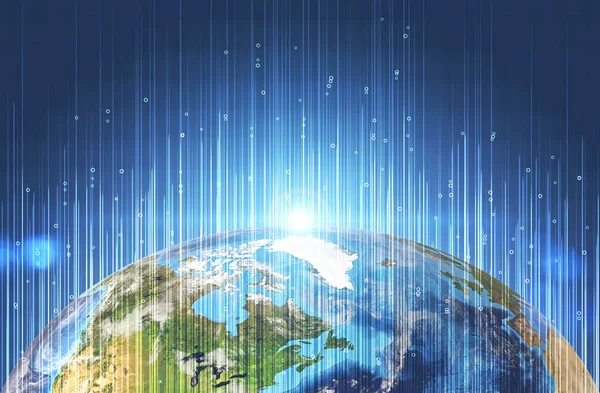 Землі Просторі Бульбашками Лінії Які Являються Поверхні Футуристичний Інтерфейс Привіт — стокове фото