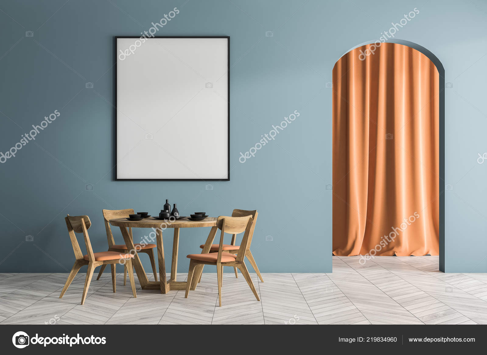 Minimalistische Esszimmer Einrichtung Mit Grauen Wänden