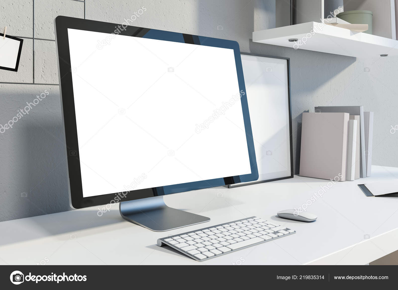 Maquette Debout écran Ordinateur Bureau Maison Avec Des Murs