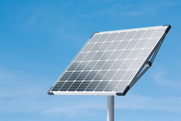 Duży Panel Słoneczny Tle Błękitnego Nieba Zielonej Energii Odnawialne Zasoby — Zdjęcie stockowe