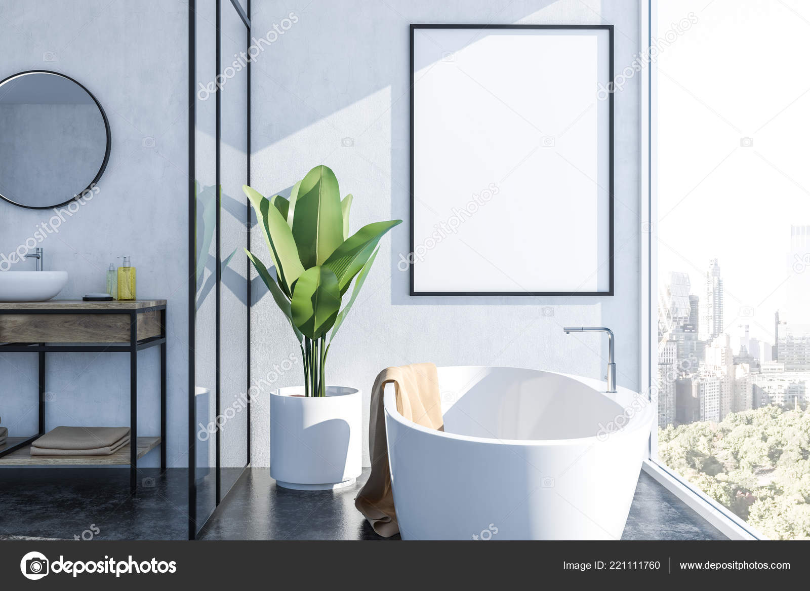 Luxus Badezimmer Interieur Mit Weißen Wänden Schwarzer Boden ... Luxus Badezimmer Interieur Mit Weißen Wänden Schwarzer Boden ...