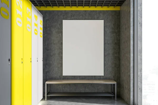 Locker Room Interior Loft Window Concrete Walls Gray Yellow Lockers — Stock Photo, Image