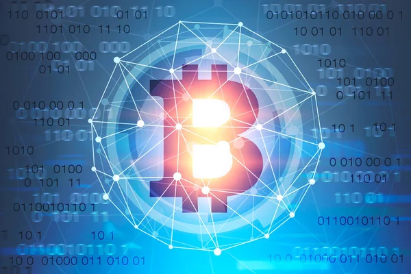 백그라운드에서 라인으로 Hud Bitcoin 인터페이스 Cryptocurrency 광산의 개념입니다 렌더링 이미지 — 스톡 사진