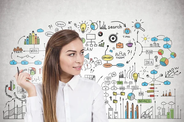 Portrait Smiling Young Businesswoman Long Fair Hair Wearing White Shirt — Stock Photo, Image