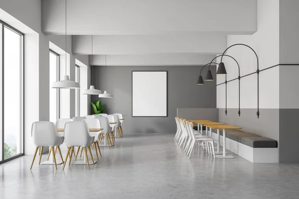 Intérieur Moderne Café Avec Des Murs Gris Blancs Sol Béton — Photo