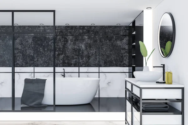 Innenraum Des Luxus Badezimmers Mit Weißen Marmorwänden Und Fußboden Weiße — Stockfoto