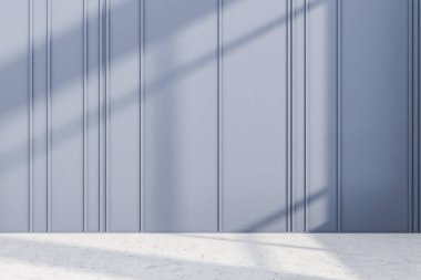 Mor duvarlar ve beton zemin boş oda iç. İç Tasarım kavramı. 3D render