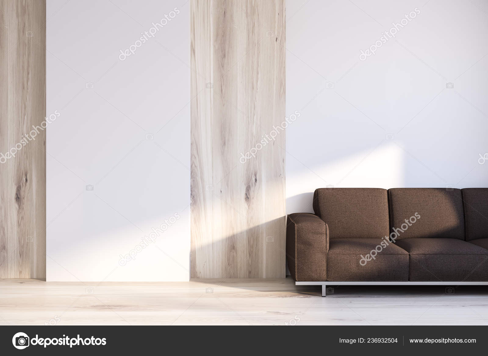 Interior Minimalistic Living Room White Light Wooden Walls